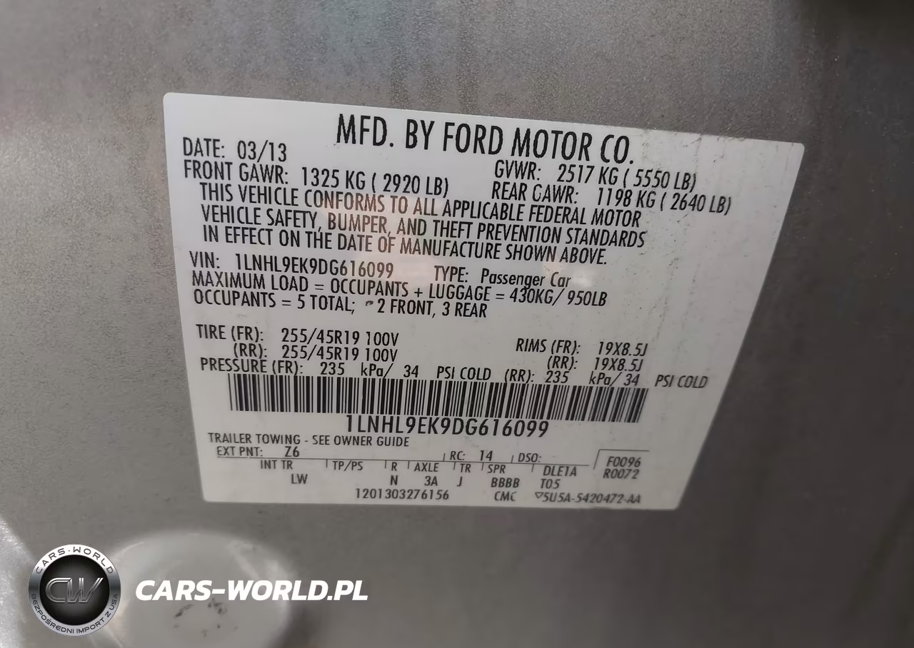 2013 Lincoln Mks VIN:1LNHL9EK9DG616099 - 9