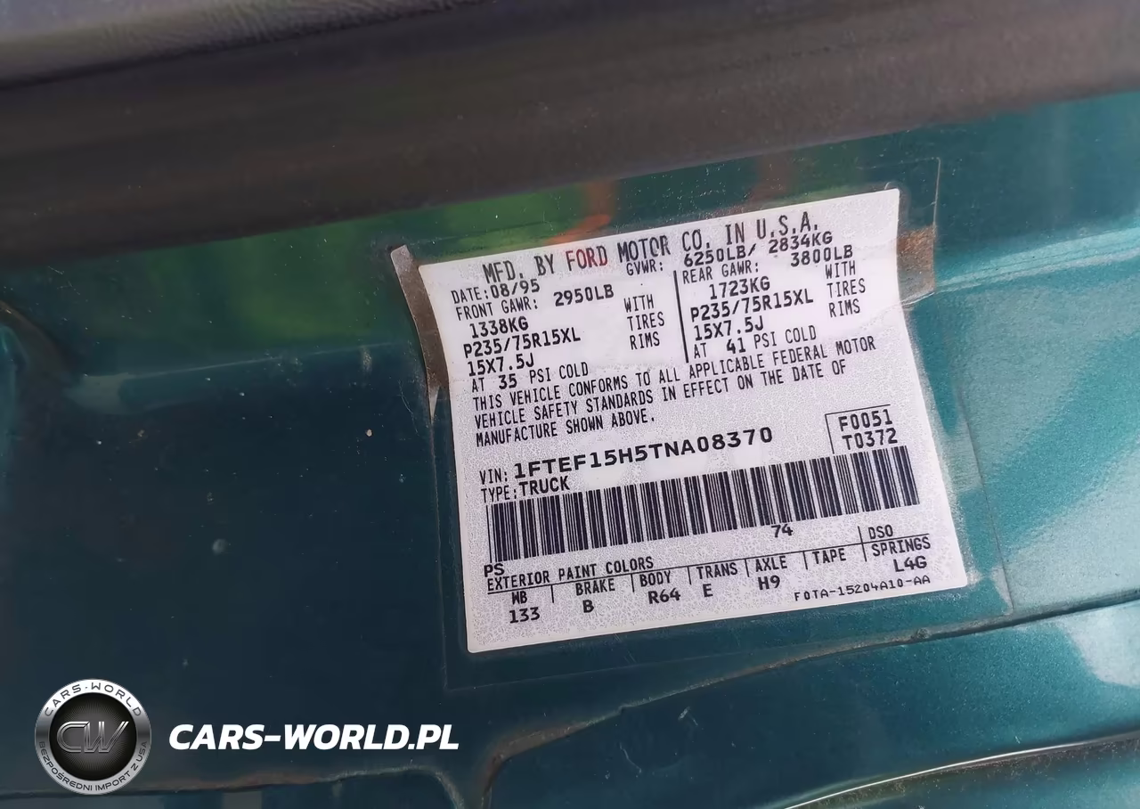 1996 Ford F150 VIN:1FTEF15H5TNA08370 - 9