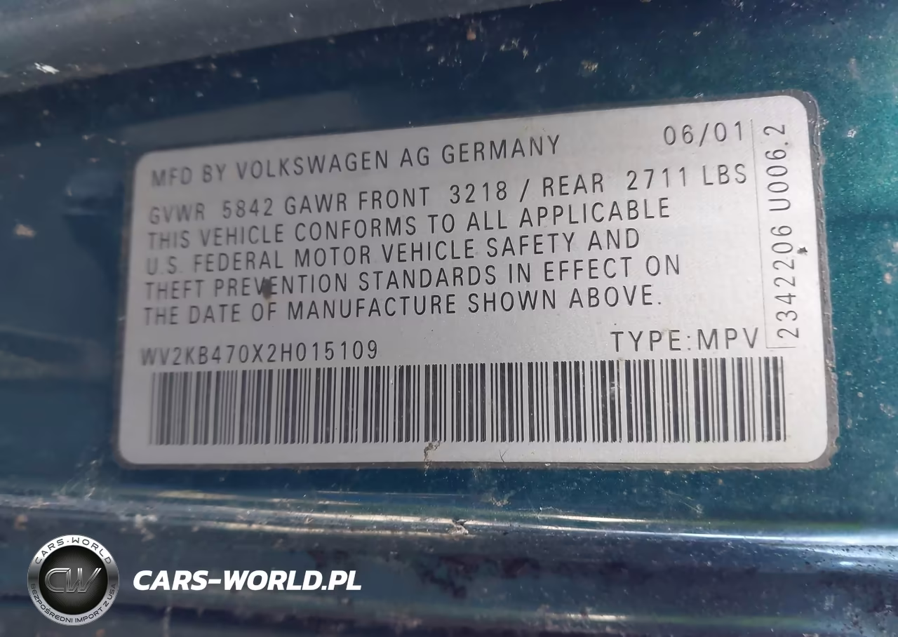 2002 Volkswagen Eurovan Gls VIN:WV2KB470X2H015109 - 9