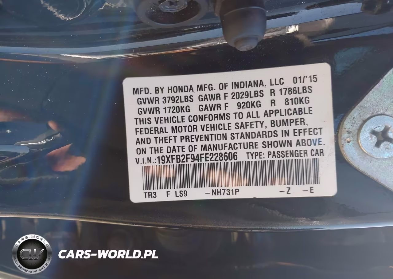 2015 Honda Civic Ex-L VIN:19XFB2F94FE228606 - 9