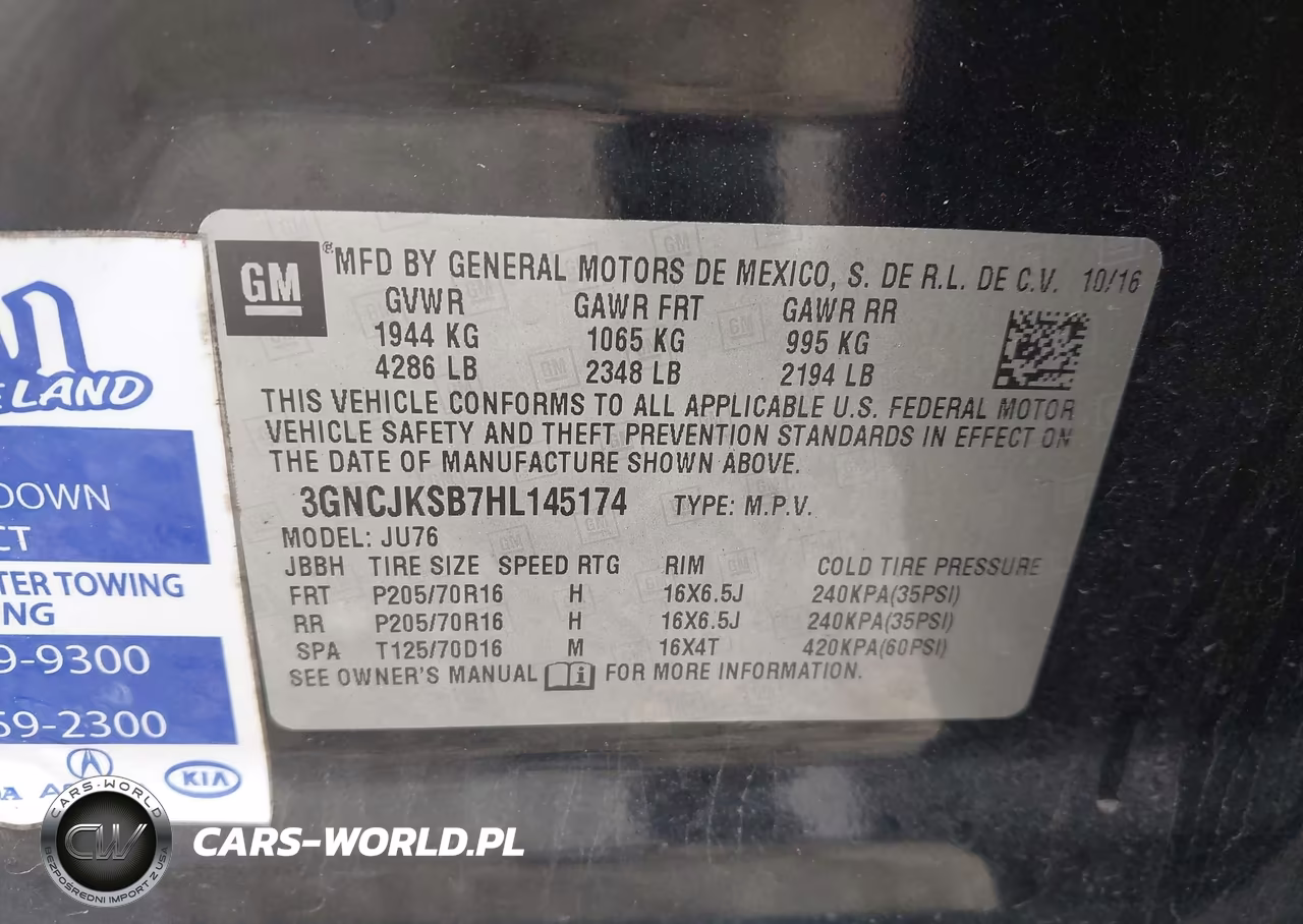 2017 Chevrolet Trax Ls VIN:3GNCJKSB7HL145174 - 9