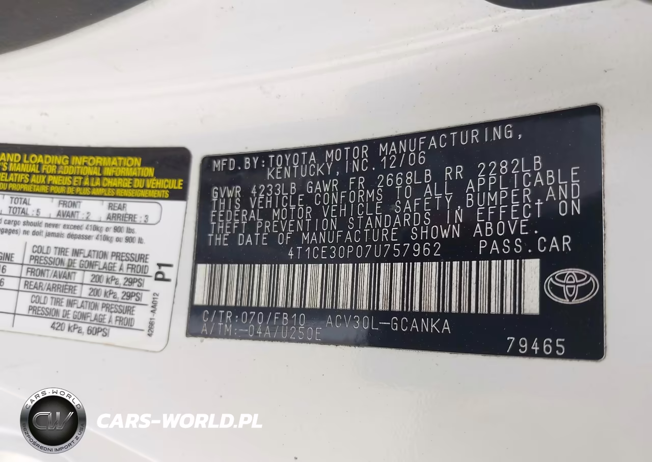 2007 Toyota Camry Solara Se VIN:4T1CE30P07U757962 - 9