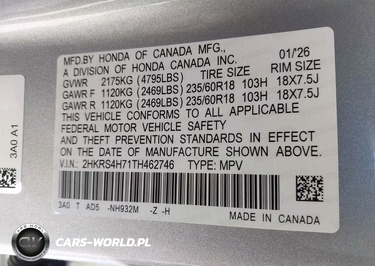 2026 Honda Cr-V Ex-L Awd VIN:2HKRS4H71TH462746 - 9