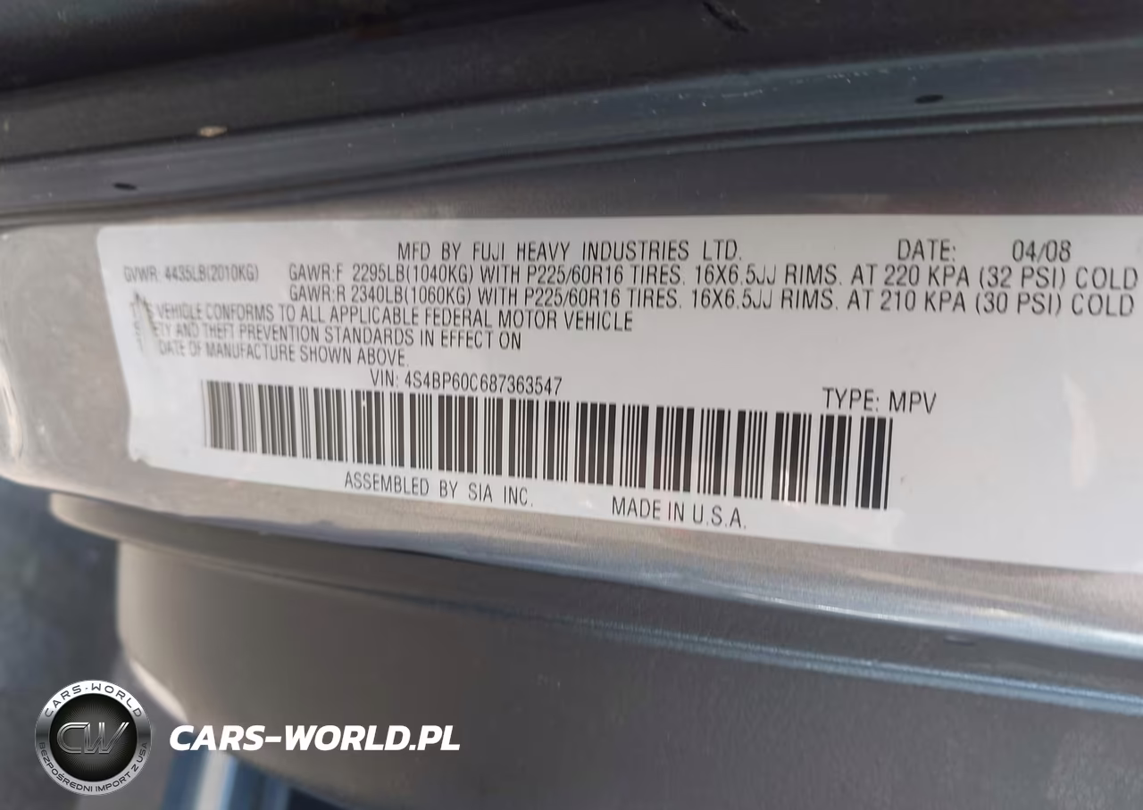 2008 Subaru Outback VIN:4S4BP60C687363547 - 9