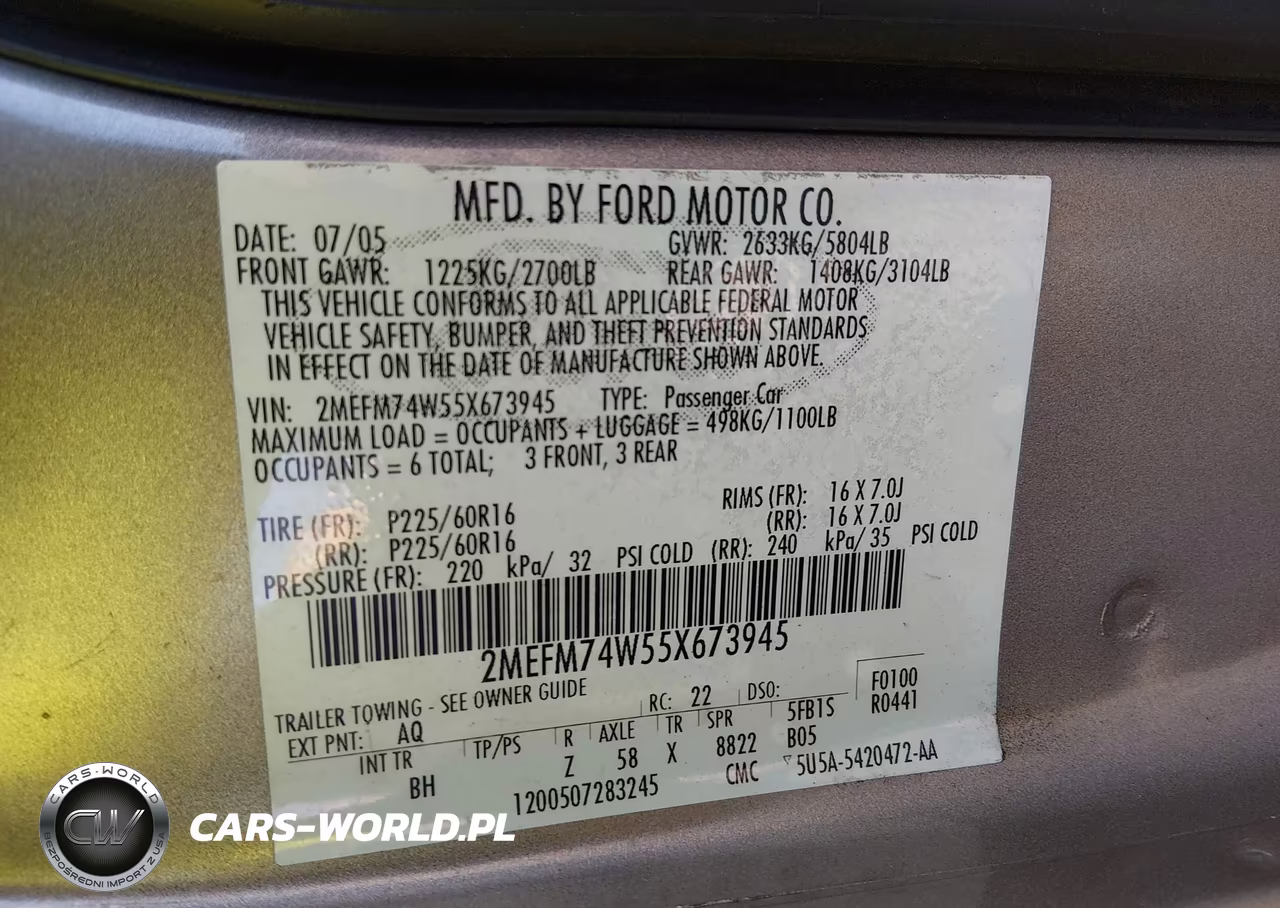 2005 Mercury Grand Marquis Gs VIN:2MEFM74W55X673945 - 9