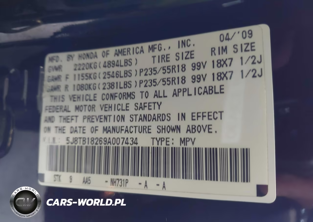 2009 Acura Rdx VIN:5J8TB18269A007434 - 9