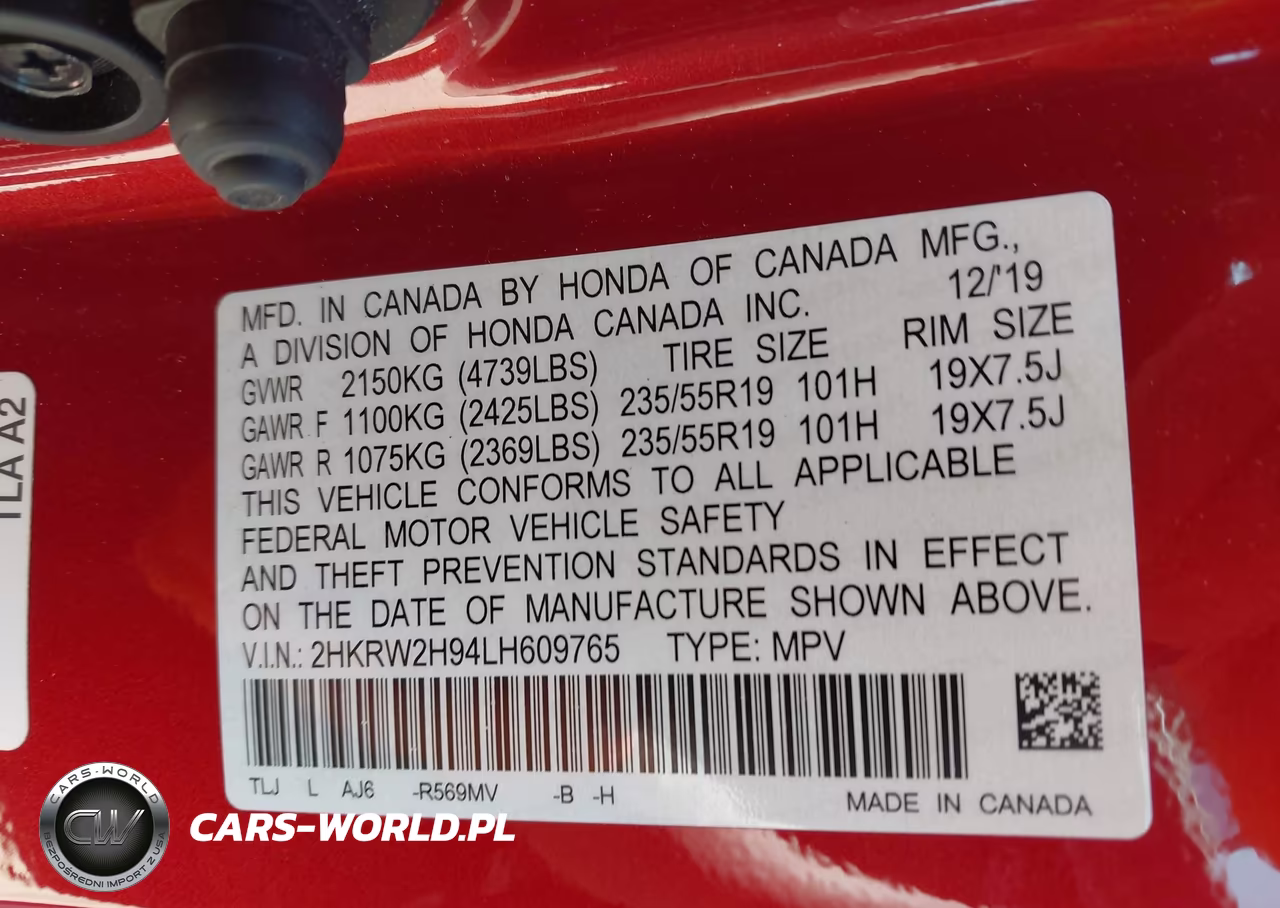 2020 Honda Cr-V Awd Touring VIN:2HKRW2H94LH609765 - 9