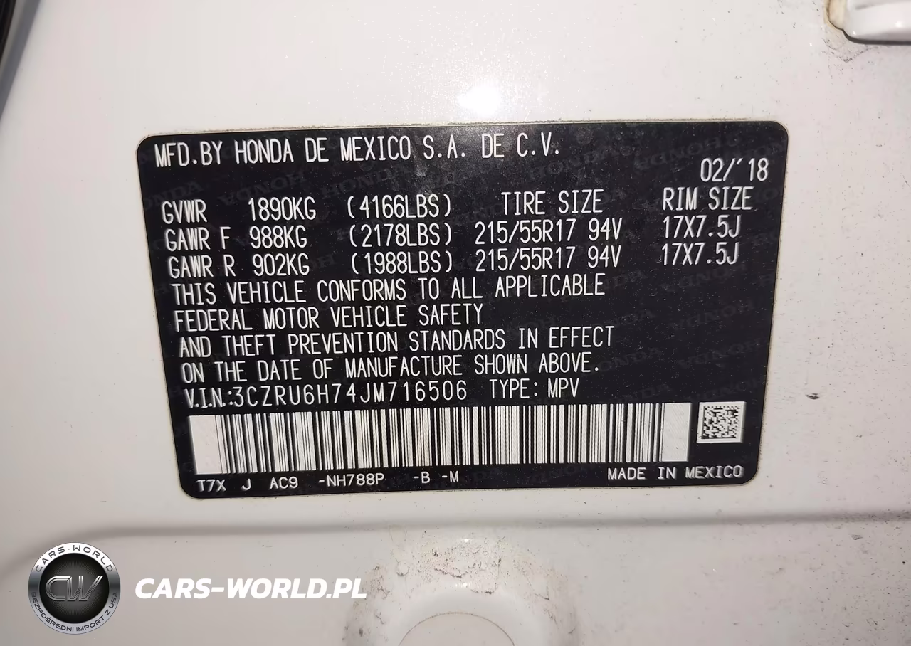 2018 Honda Hr-V Ex-L VIN:3CZRU6H74JM716506 - 9