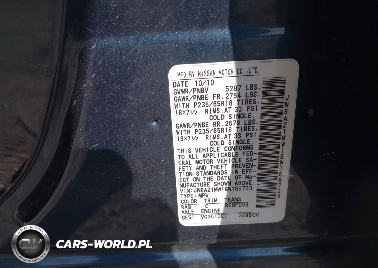 2011 Nissan Murano Sl VIN:JN8AZ1MW1BW158723 - 9