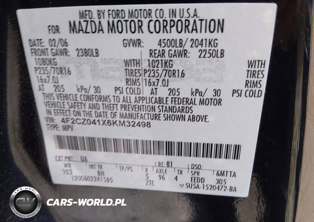 2006 Mazda Tribute S VIN:4F2CZ041X6KM32498 - 9