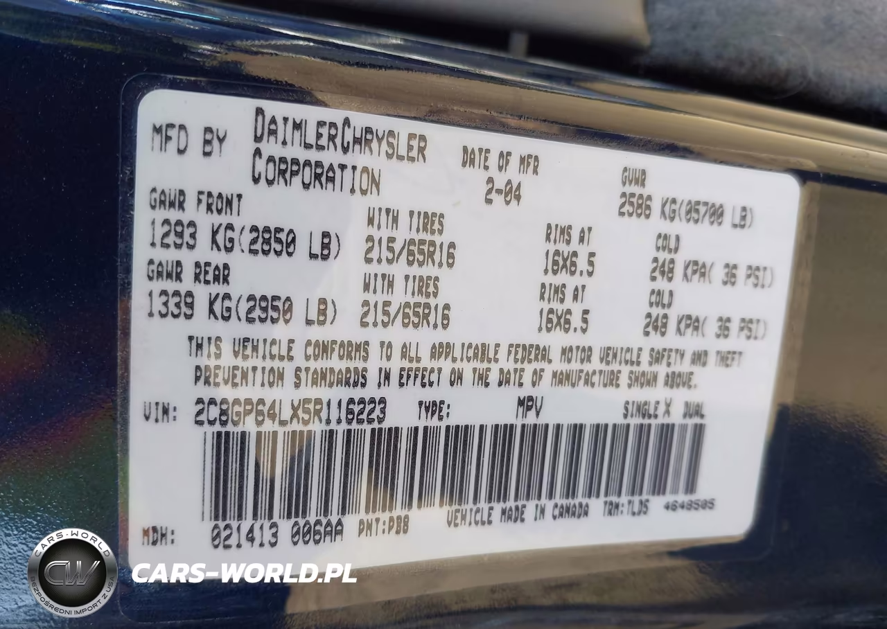 2005 Chrysler Town & Country Limited VIN:2C8GP64LX5R116223 - 9