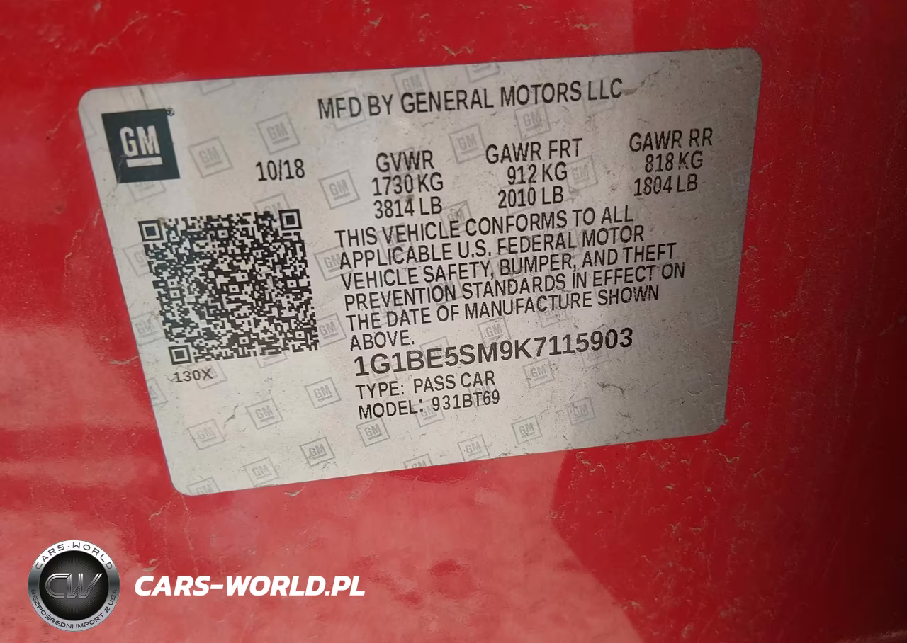 2019 Chevrolet Cruze Lt VIN:1G1BE5SM9K7115903 - 9