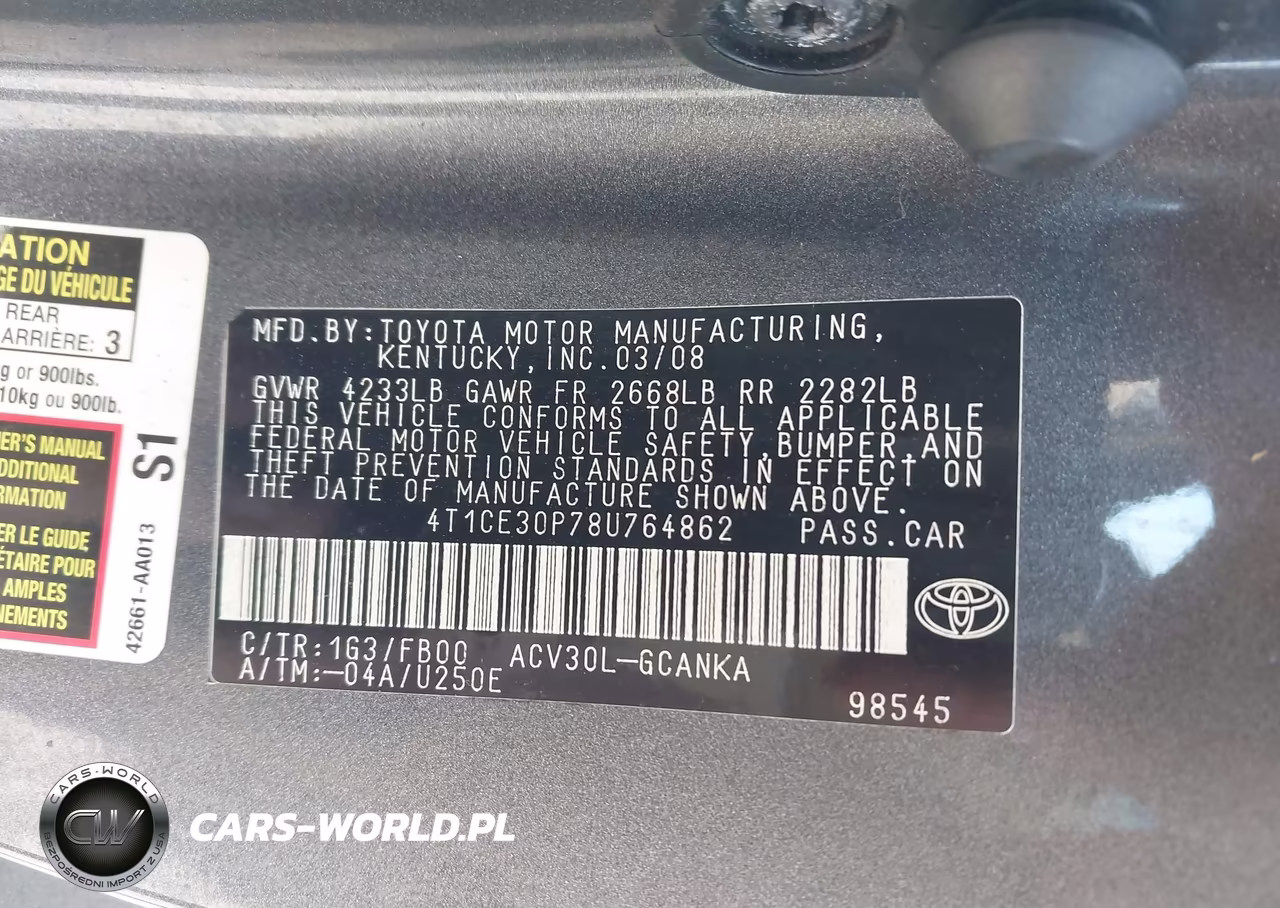 2008 Toyota Camry Solara Se VIN:4T1CE30P78U764862 - 9