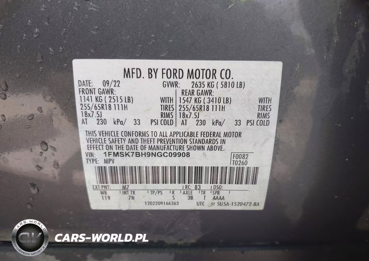 2022 Ford Explorer VIN:1FMSK7BH9NGC09908 - 9