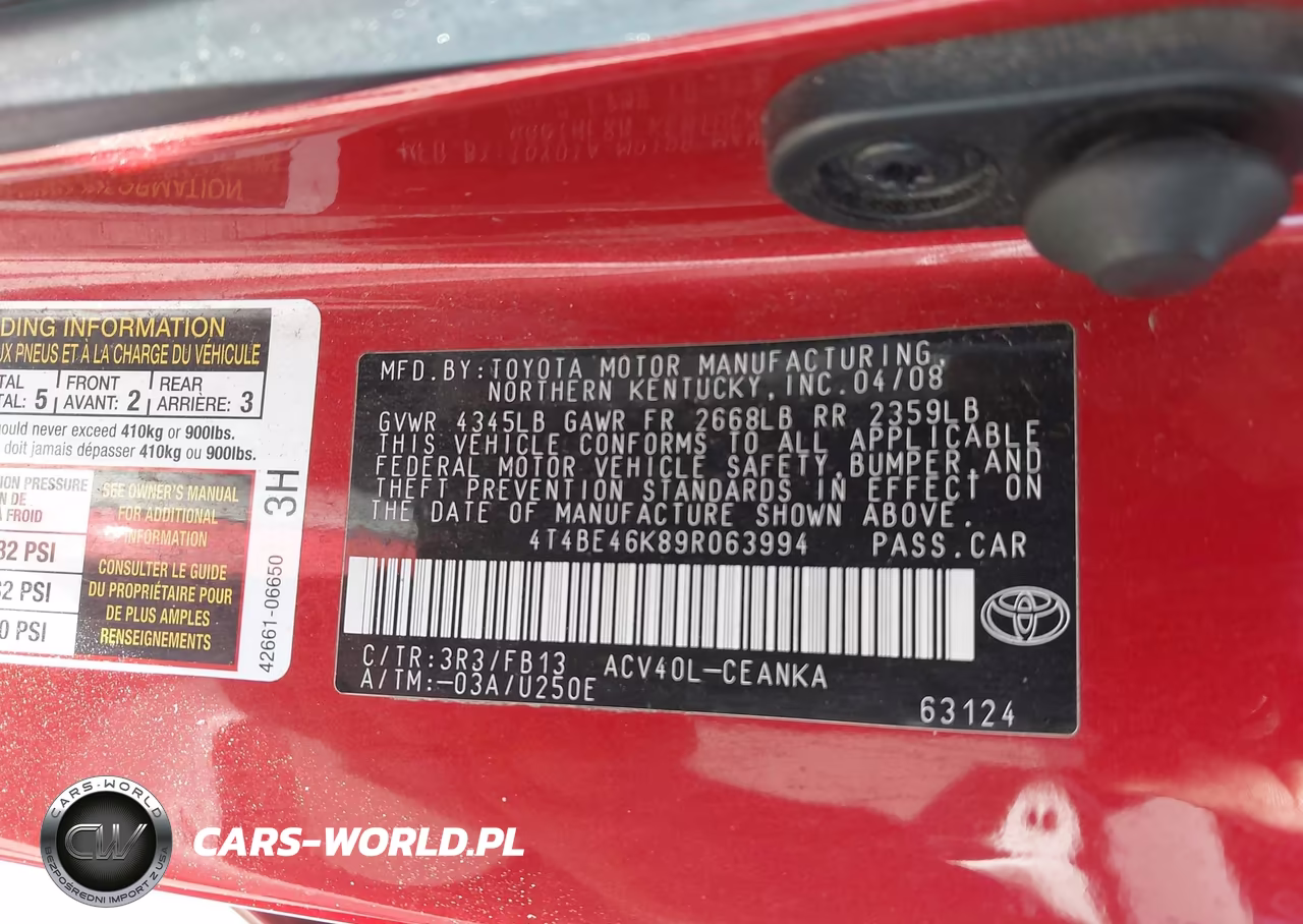 2009 Toyota Camry Le VIN:4T4BE46K89R063994 - 9