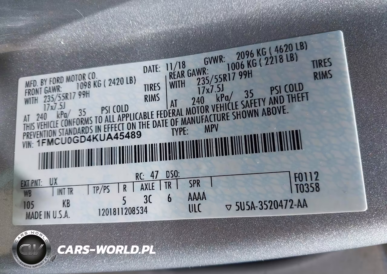 2019 Ford Escape Se VIN:1FMCU0GD4KUA45489 - 9