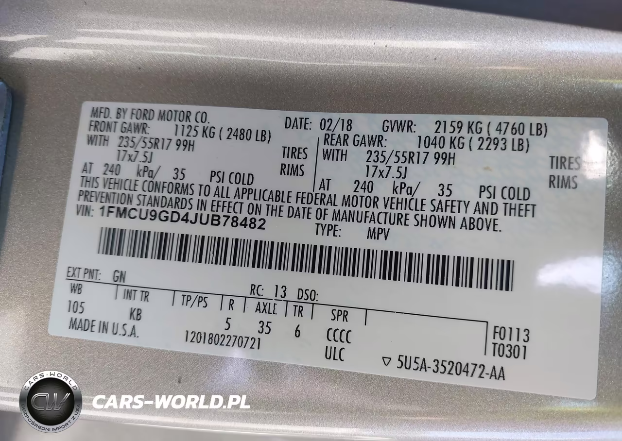2018 Ford Escape Se VIN:1FMCU9GD4JUB78482 - 9