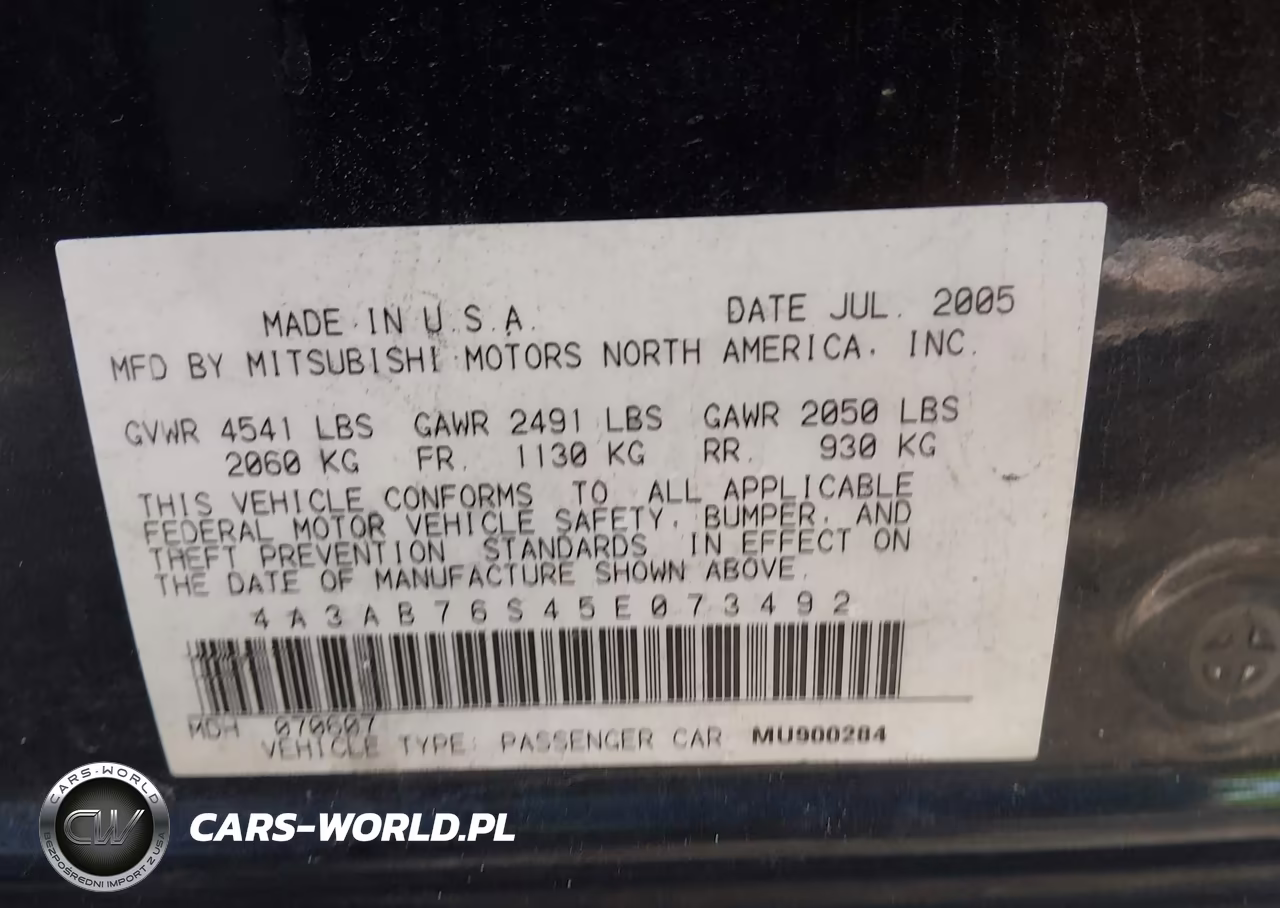 2005 Mitsubishi Galant Gts VIN:4A3AB76S45E073492 - 9