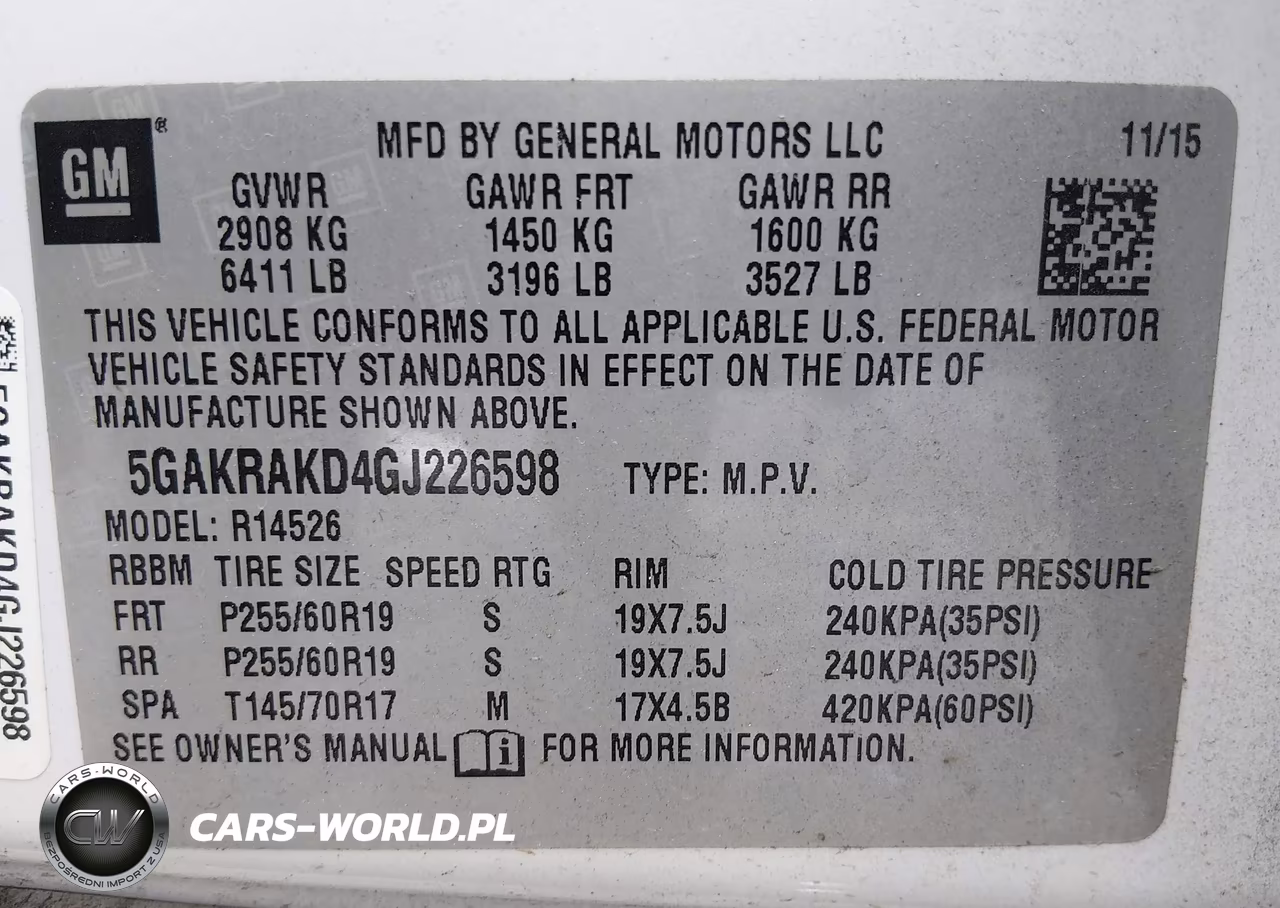 2016 Buick Enclave Convenience VIN:5GAKRAKD4GJ226598 - 9