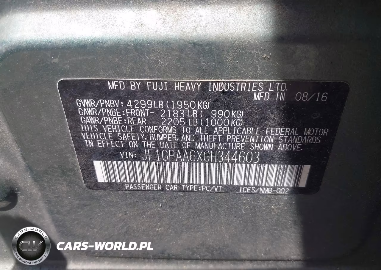 2016 Subaru Impreza 2.0I VIN:JF1GPAA6XGH344603 - 9