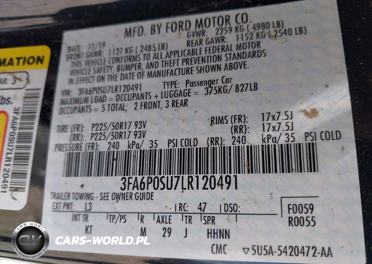 2020 Ford Fusion Plug-In Hybrid Titanium VIN:3FA6P0SU7LR120491 - 9
