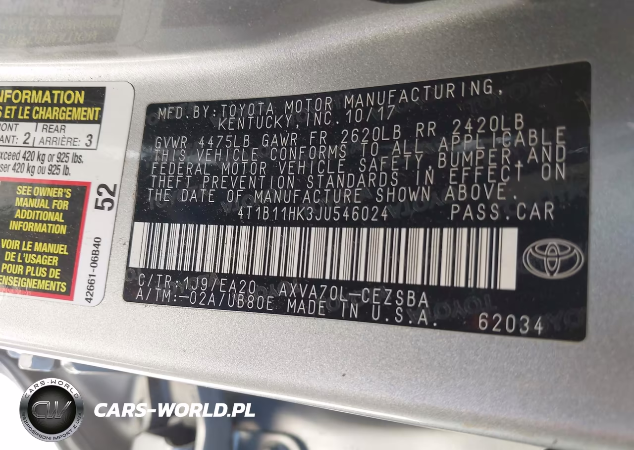 2018 Toyota Camry Se VIN:4T1B11HK3JU546024 - 9