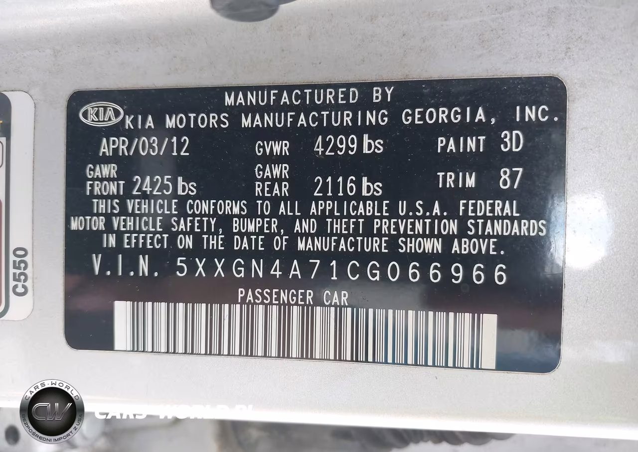 2012 Kia Optima Ex VIN:5XXGN4A71CG066966 - 9