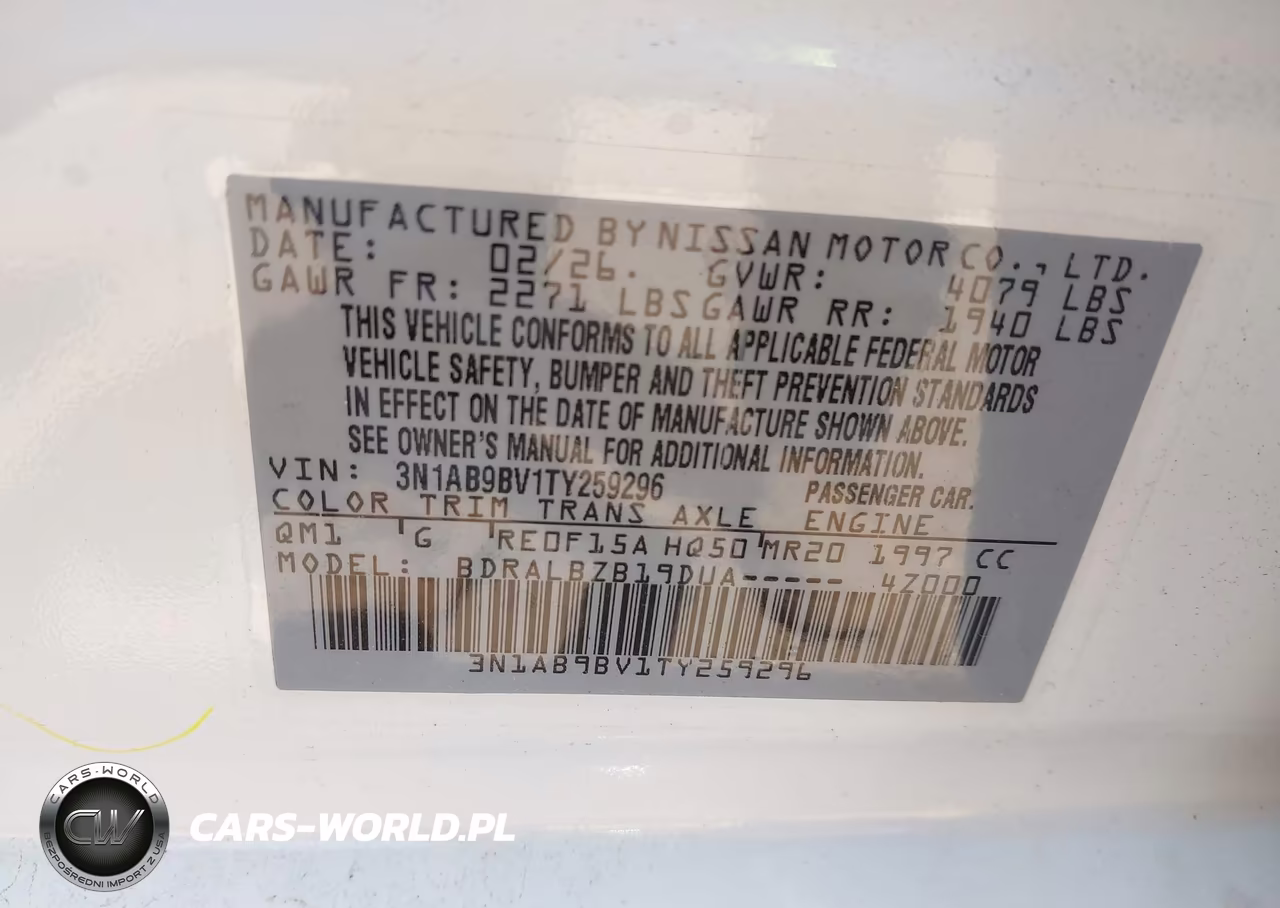2026 Nissan Sentra S VIN:3N1AB9BV1TY259296 - 9