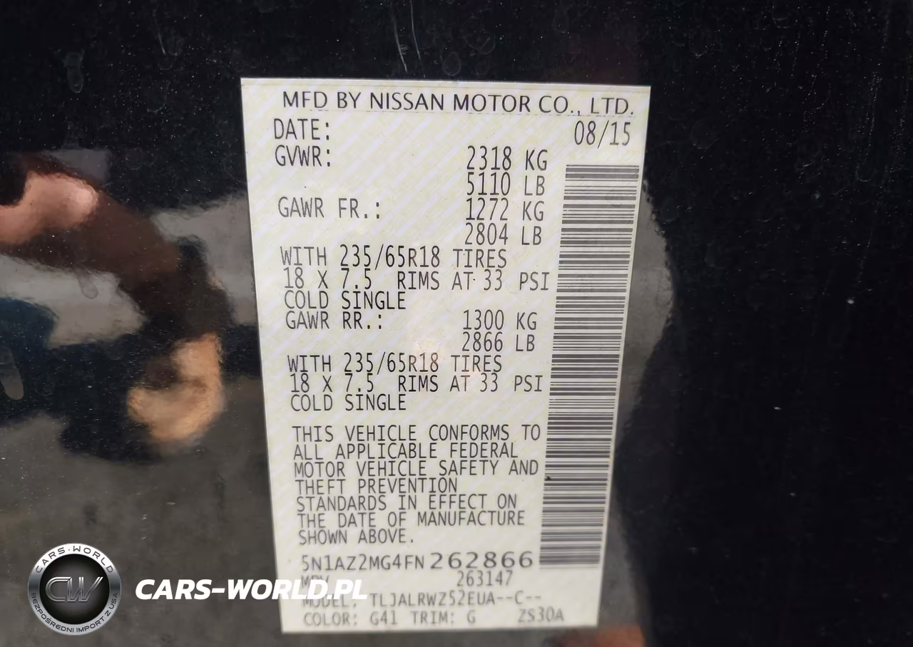 2015 Nissan Murano Sl VIN:5N1AZ2MG4FN262866 - 9