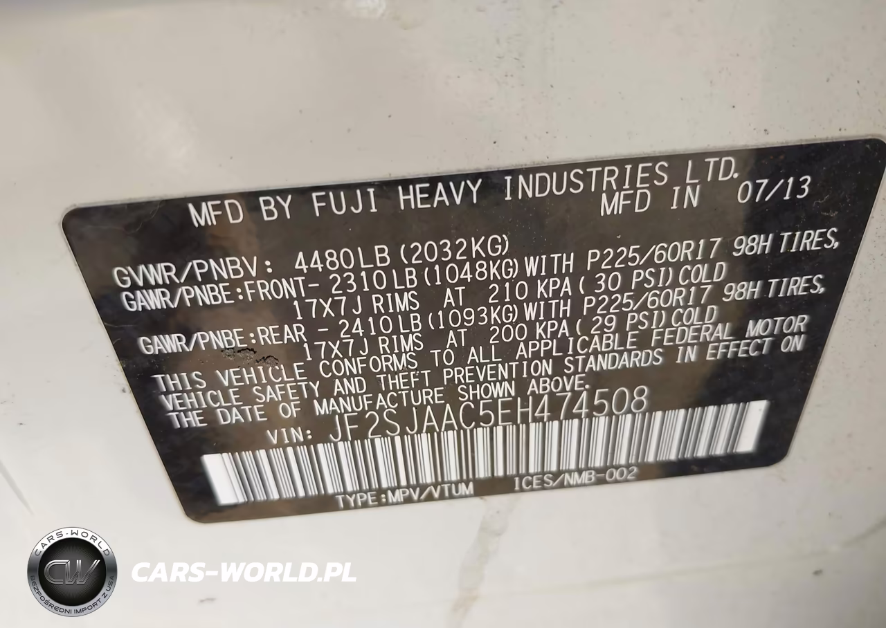 2014 Subaru Forester 2.5I VIN:JF2SJAAC5EH474508 - 9