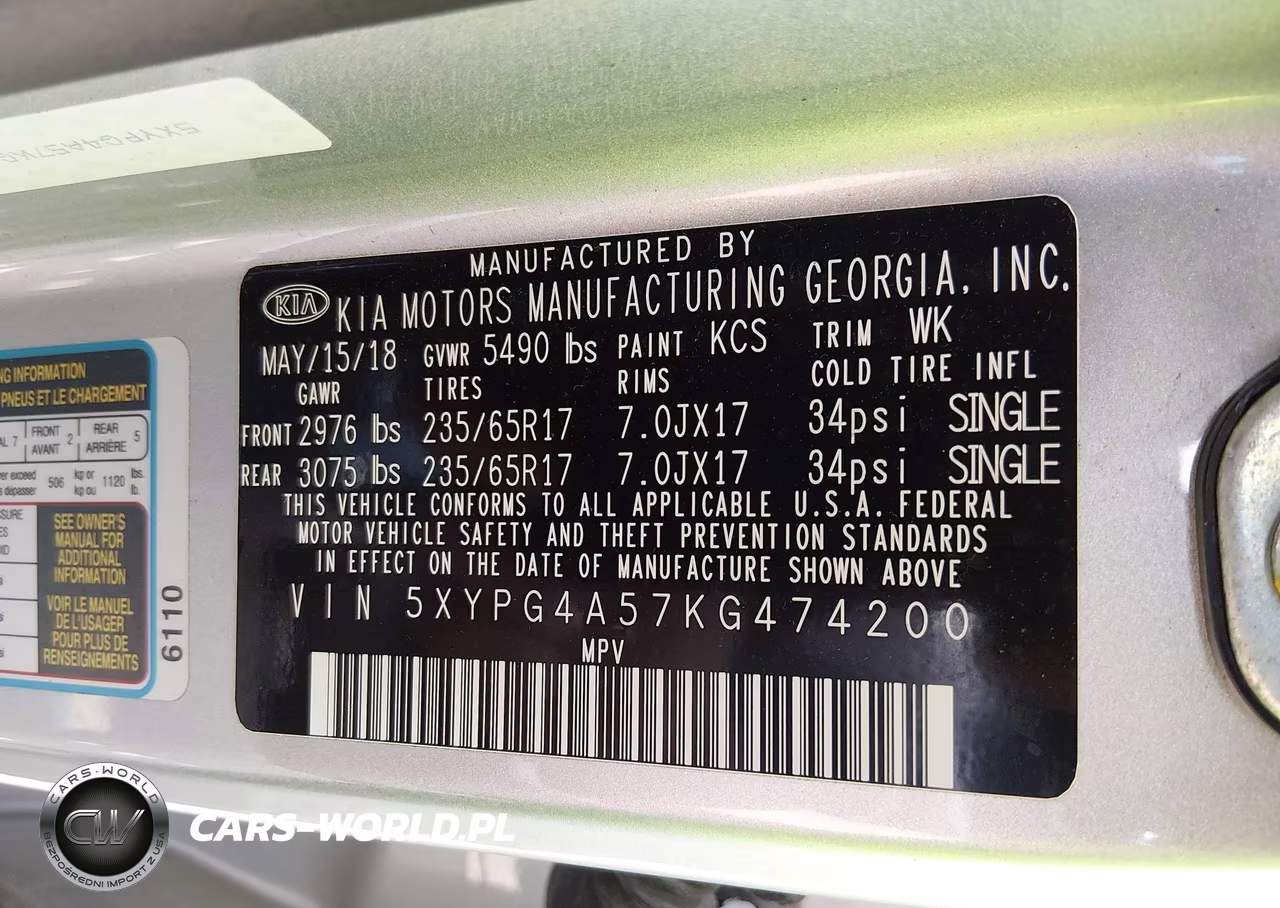 2019 Kia Sorento 3.3L Lx VIN:5XYPG4A57KG474200 - 9