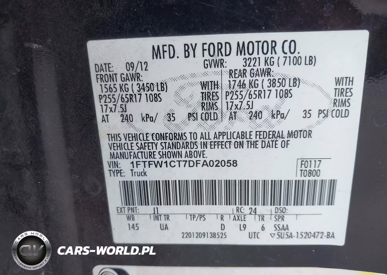 2013 Ford F-150 Xlt VIN:1FTFW1CT7DFA02058 - 9