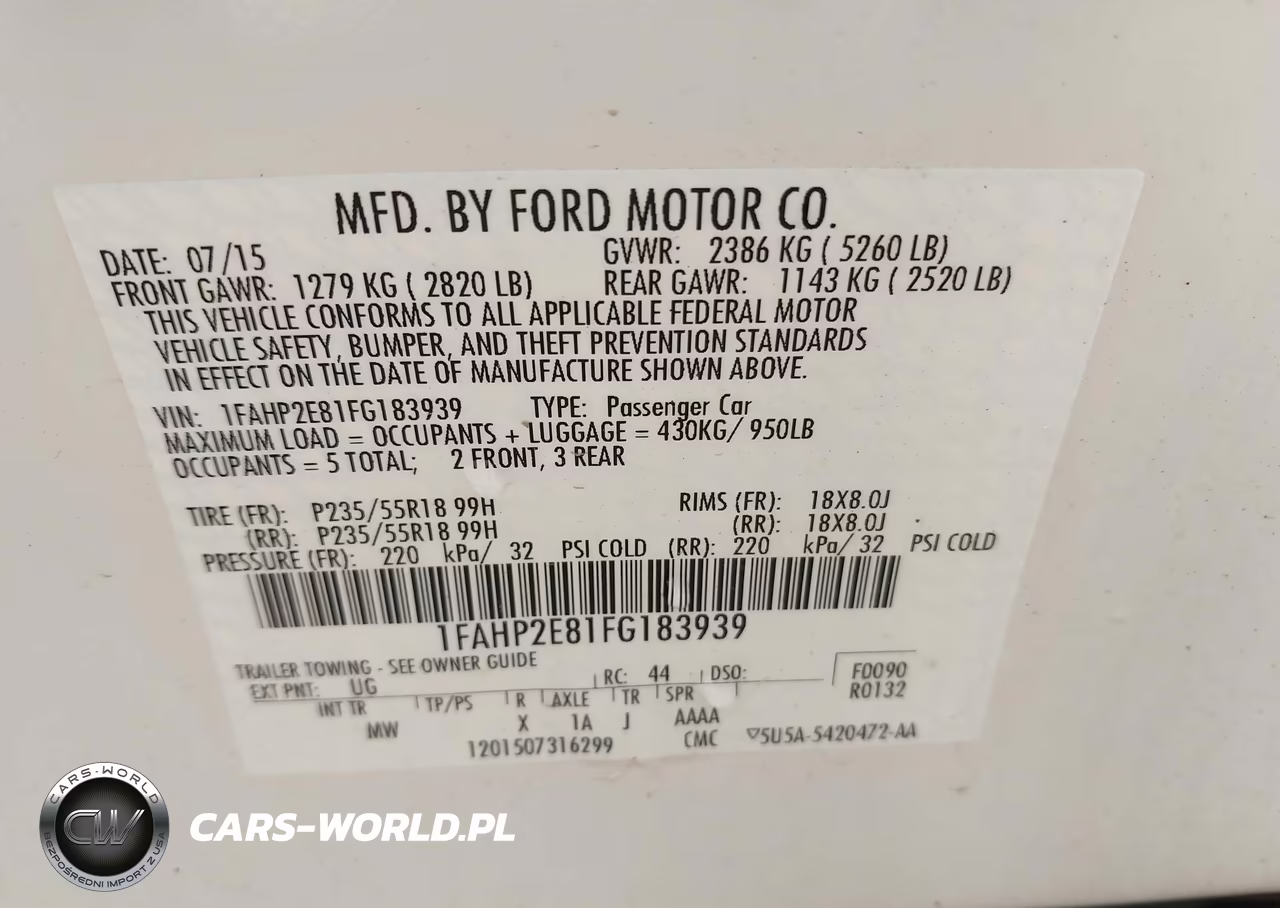 2015 Ford Taurus Sel VIN:1FAHP2E81FG183939 - 9