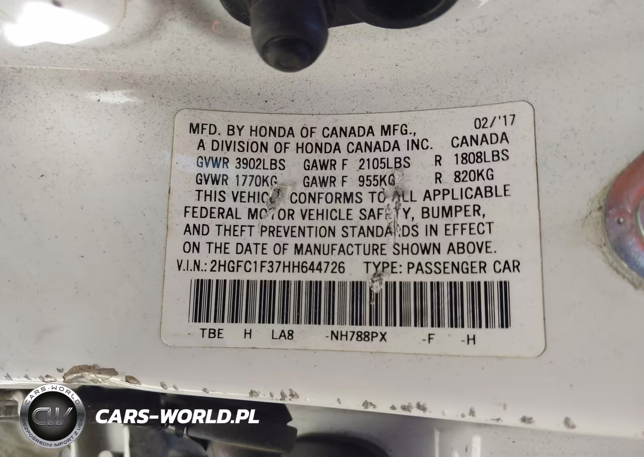 2017 Honda Civic Ex-T VIN:2HGFC1F37HH644726 - 9