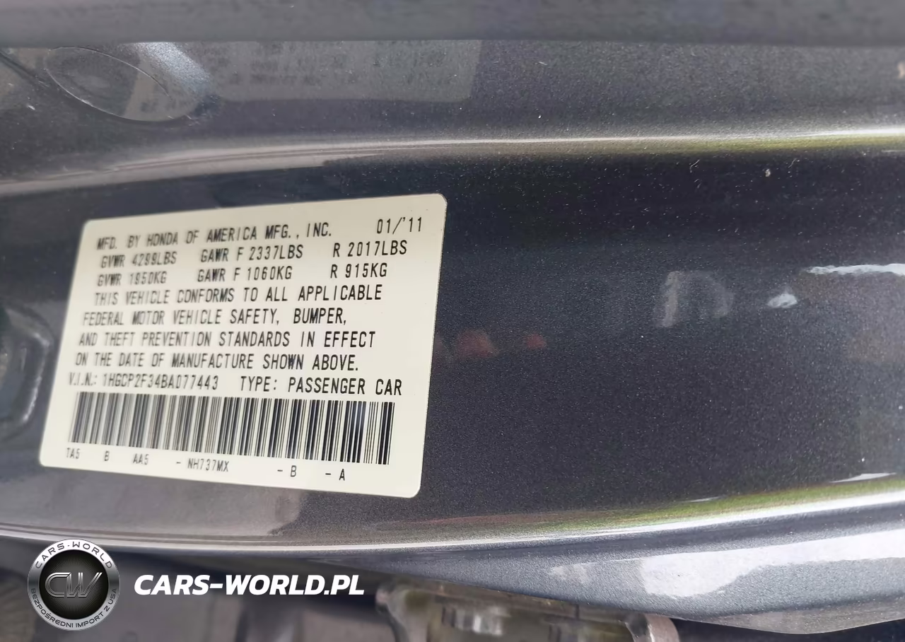 2011 Honda Accord 2.4 Lx VIN:1HGCP2F34BA077443 - 9