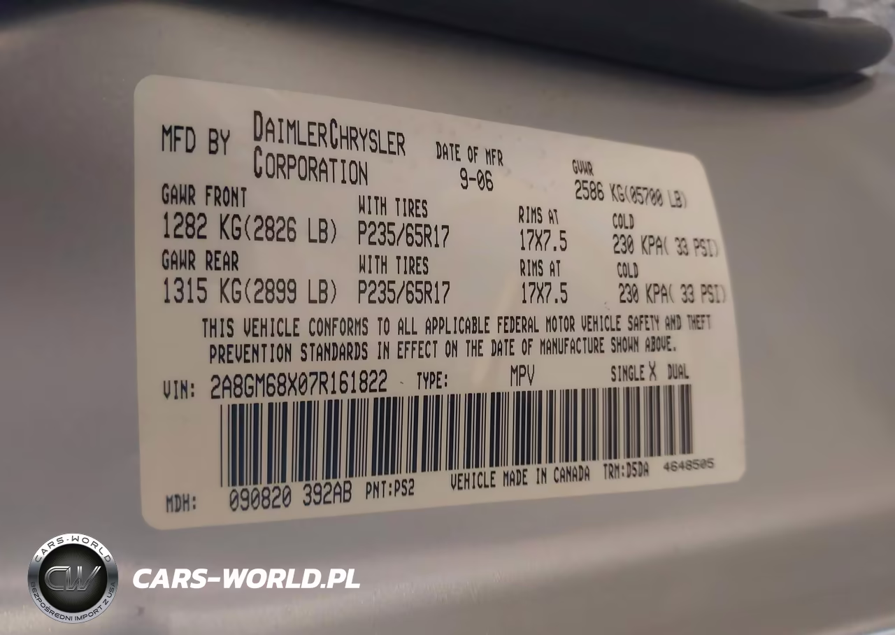 2007 Chrysler Pacifica Touring VIN:2A8GM68X07R161822 - 9