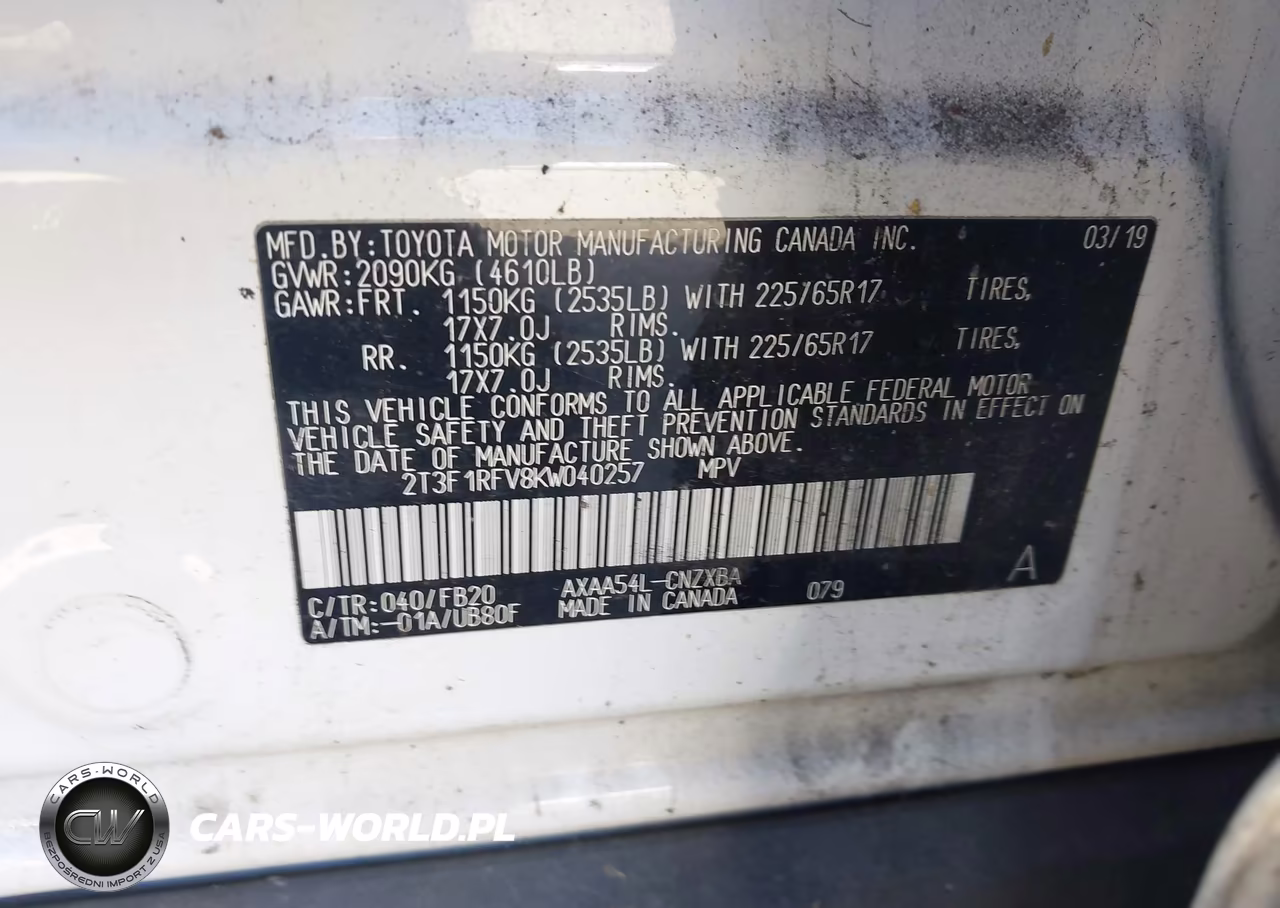 2019 Toyota Rav4 Le VIN:2T3F1RFV8KW040257 - 9