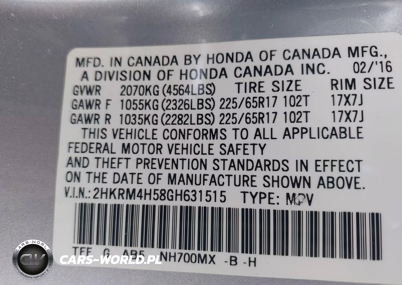 2016 Honda Cr-V Ex VIN:2HKRM4H58GH631515 - 9