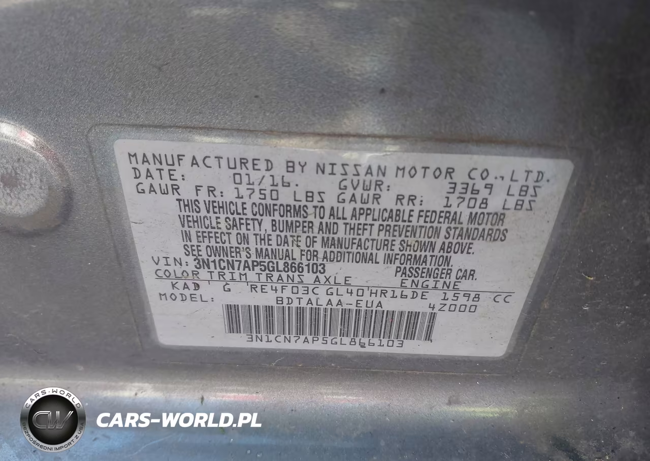 2016 Nissan Versa 1.6 S VIN:3N1CN7AP5GL866103 - 9