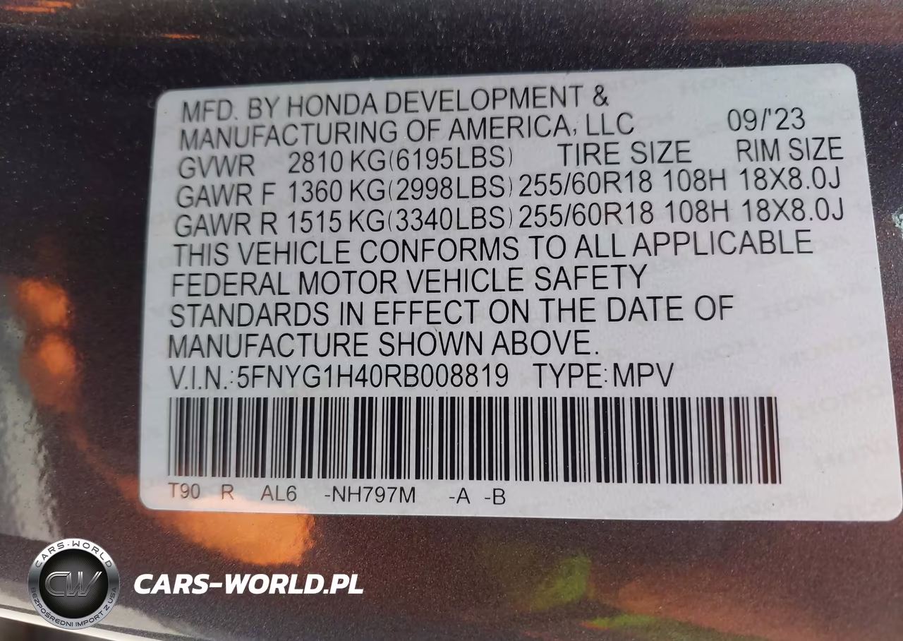 2024 Honda Pilot Ex-L VIN:5FNYG1H40RB008819 - 9