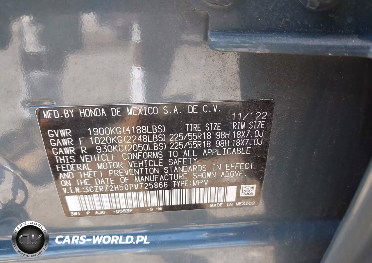 2023 Honda Hr-V Awd Sport VIN:3CZRZ2H50PM725866 - 9