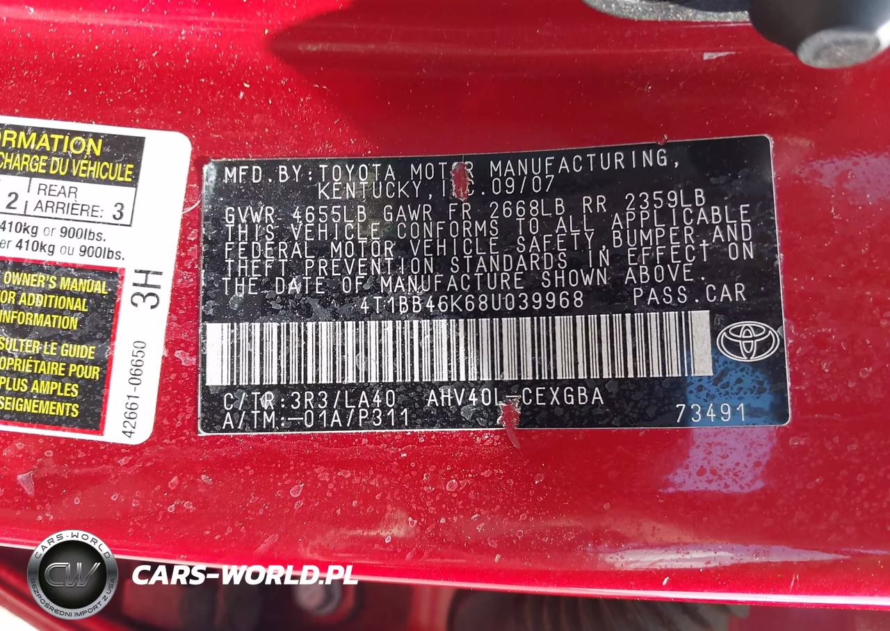 2008 Toyota Camry Hybrid VIN:4T1BB46K68U039968 - 9