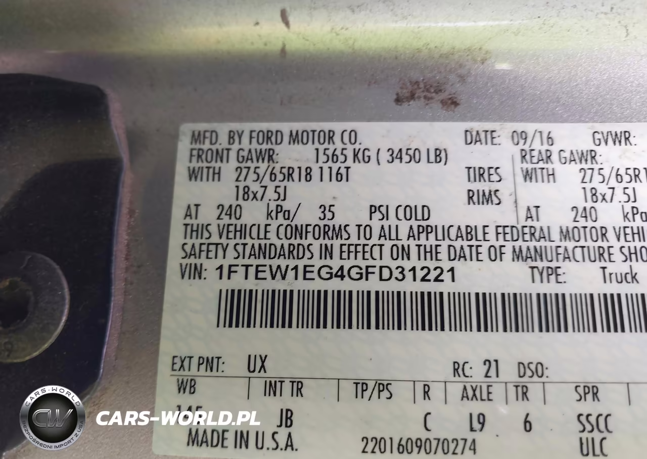 2016 Ford F-150 Xlt VIN:1FTEW1EG4GFD31221 - 9