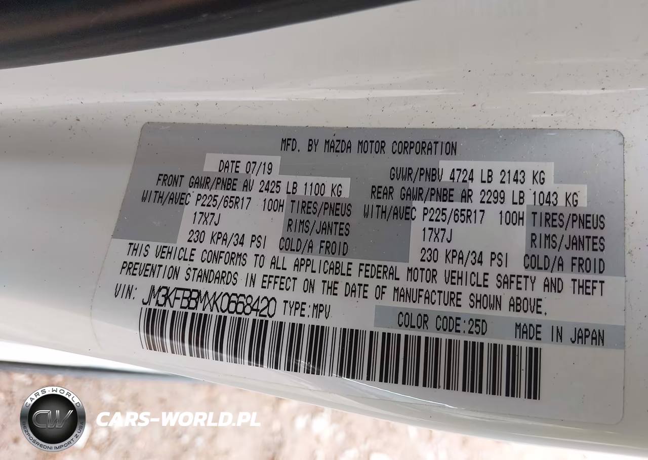 2019 Mazda Cx-5 Sport VIN:JM3KFBBMXK0668420 - 9