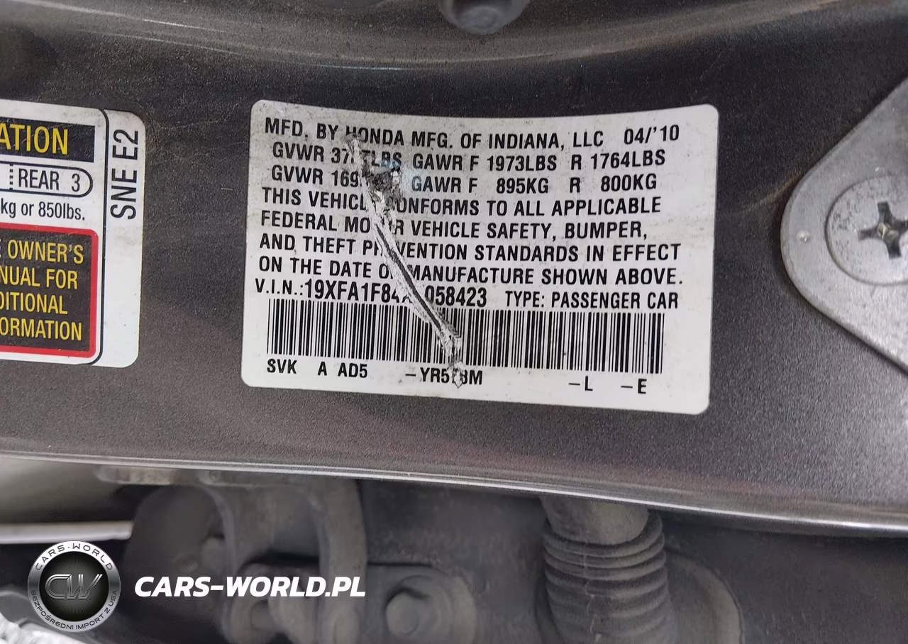 2010 Honda Civic Ex VIN:19XFA1F84AE058423 - 9