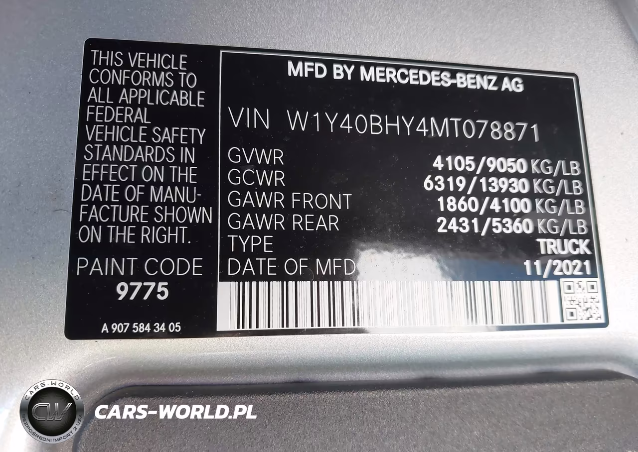2021 Mercedes-Benz Sprinter 2500 Standard Roof I4 VIN:W1Y40BHY4MT078871 - 9