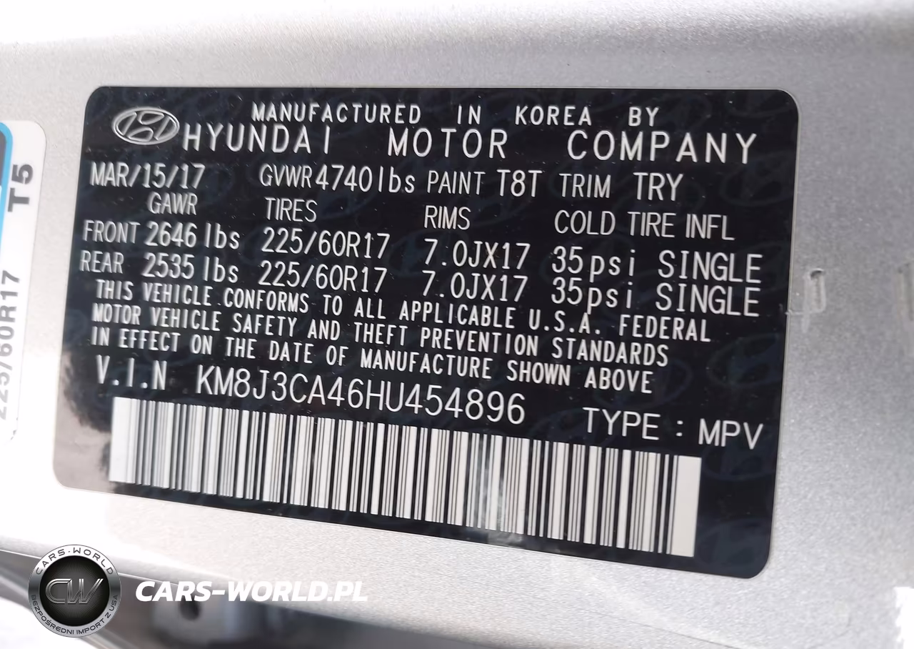 2017 Hyundai Tucson Se Plus VIN:KM8J3CA46HU454896 - 9