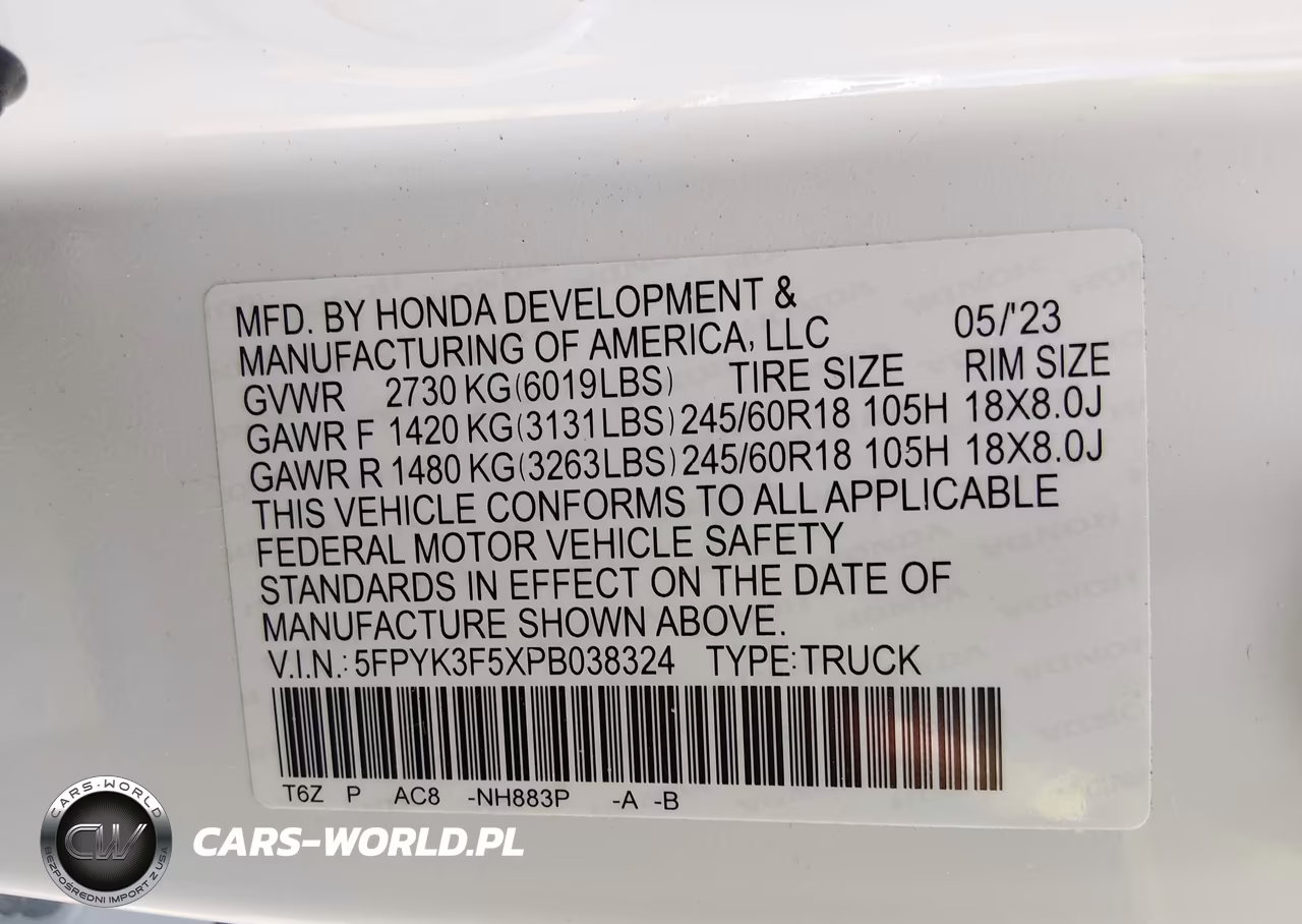 2023 Honda Ridgeline Rtl VIN:5FPYK3F5XPB038324 - 9