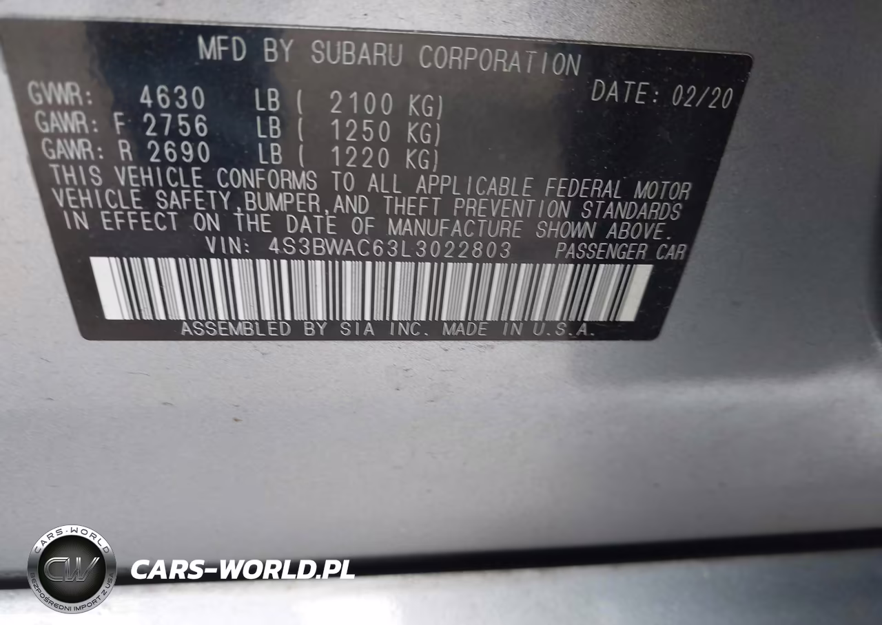 2020 Subaru Legacy Premium VIN:4S3BWAC63L3022803 - 9