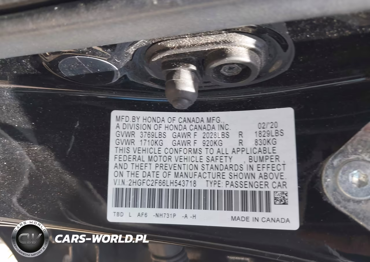2020 Honda Civic Lx VIN:2HGFC2F66LH543718 - 9